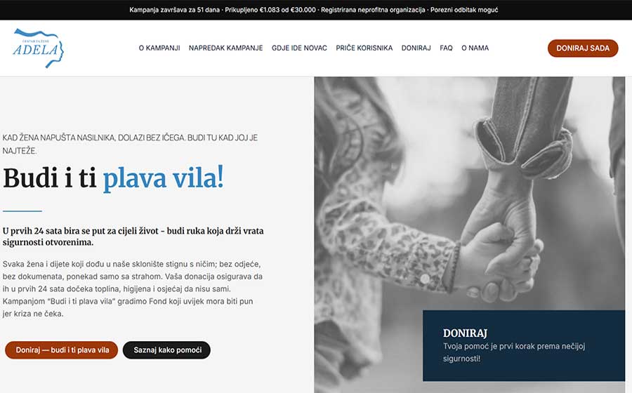 Izrada web stranice za donatorsku kampanju Budi i ti plava vila
