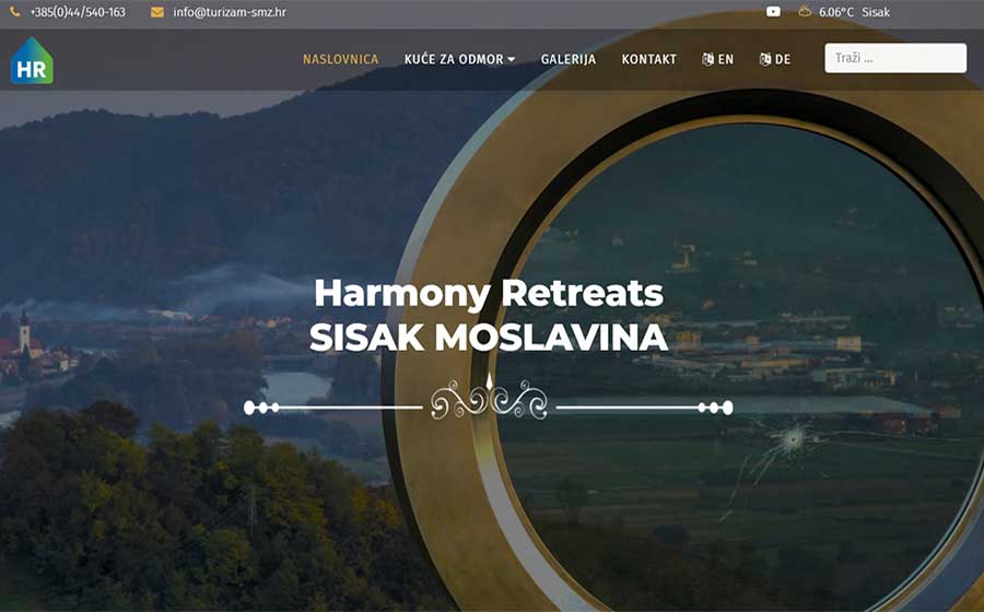 Izradili smo web stranicu Harmony Retreats Sisak Moslavina